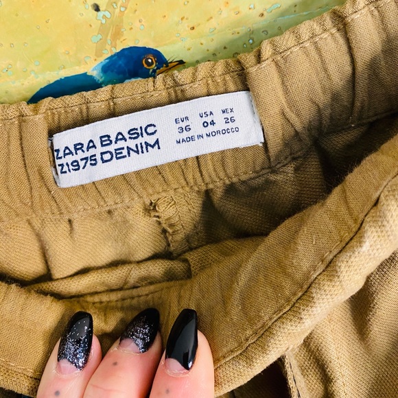Zara Khaki High Waisted Patchwork Khaki Pants - Picture 6 of 9